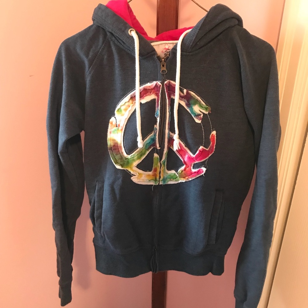 Peace sign zip up hoodie